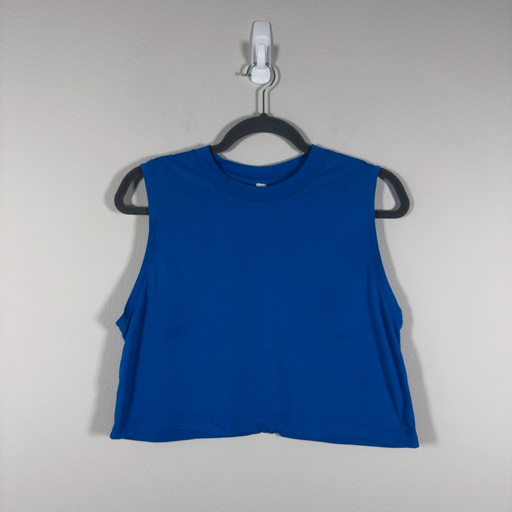 Lululemon Cates Crop Tank Top Blue Pima Cotton Sleeveless LW1DHCS Size 6